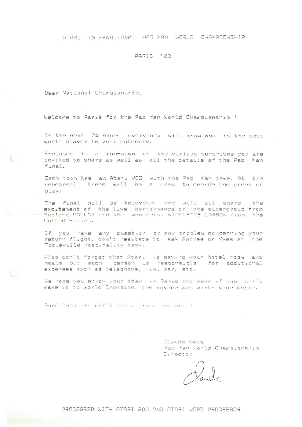 Welcome Letter (englisch)