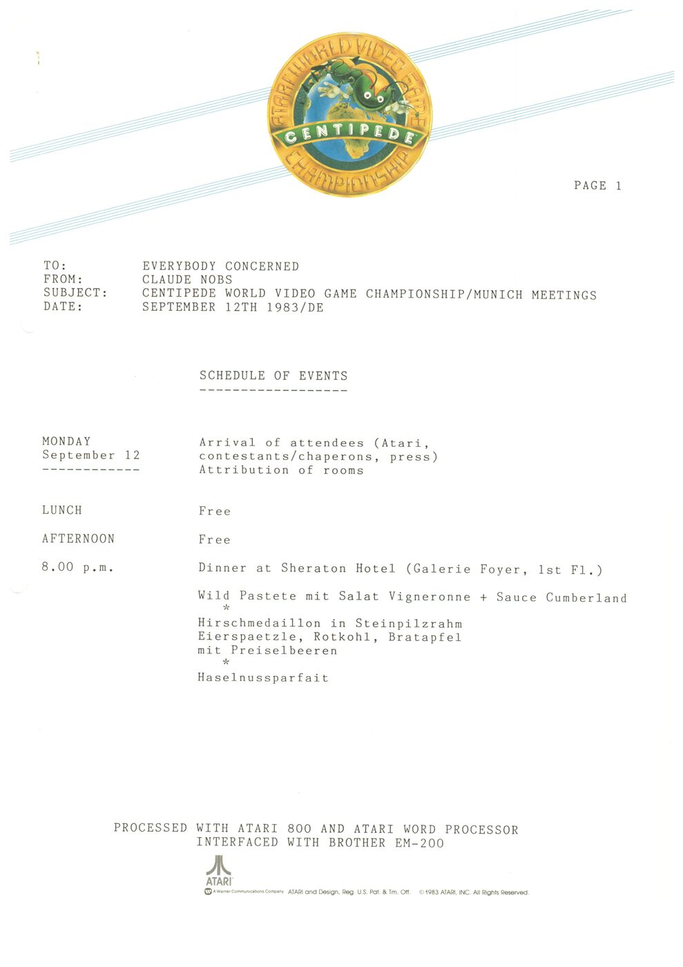Schedule Mo. — Ankunft & Dinner