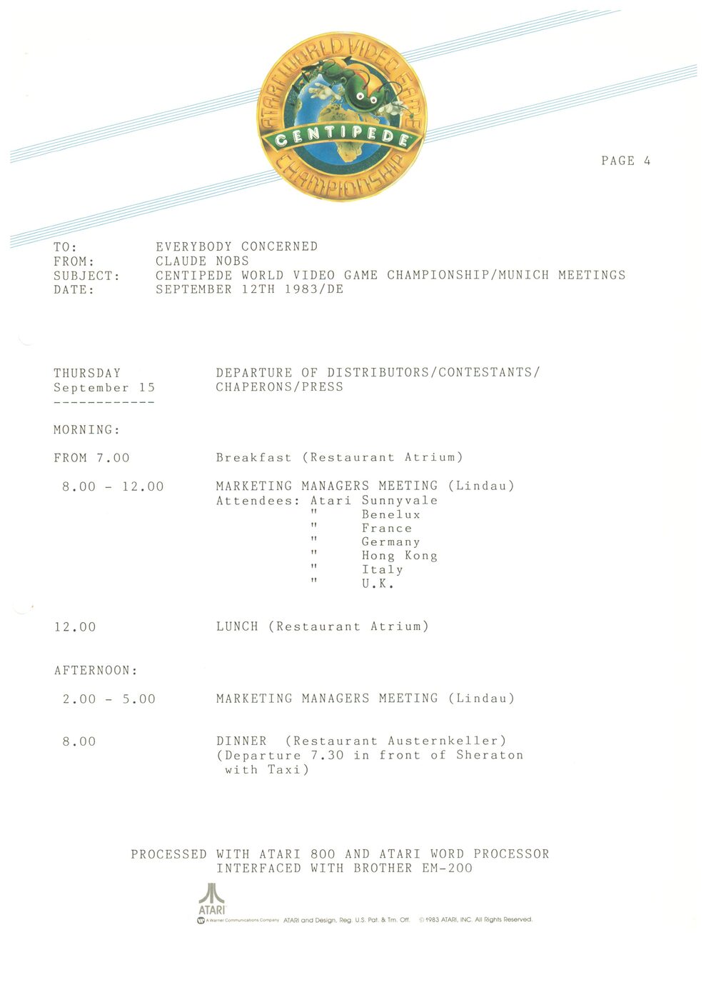 Schedule Do. — Marketing