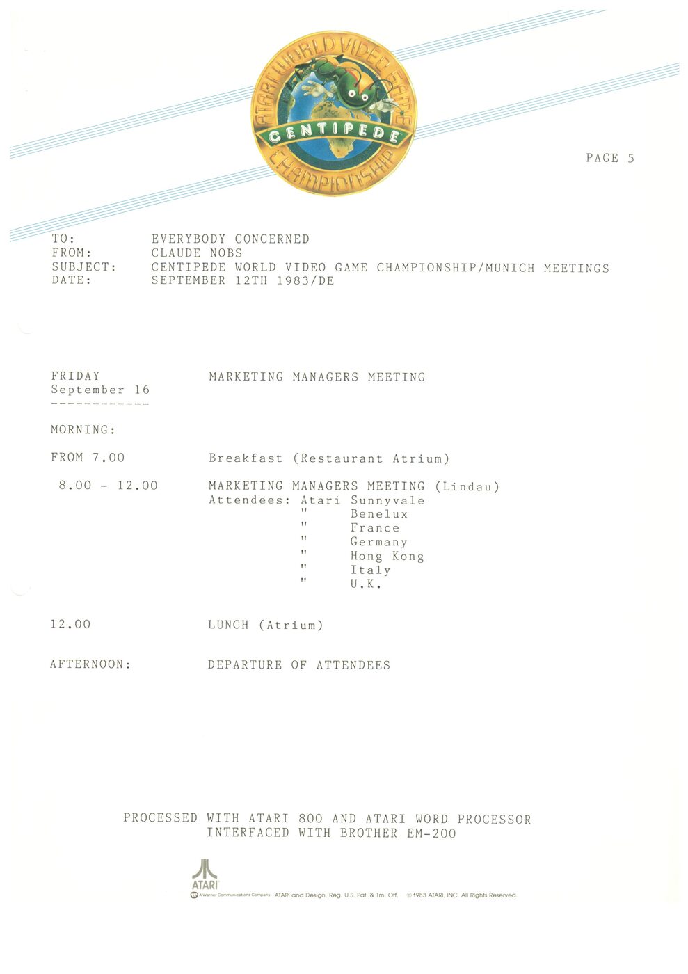 Schedule Fr. — Abreise