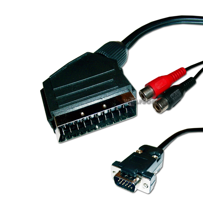 VGA-Stecker 15pol.-> Scart Stecker 2m mit 3,5mm Audio Klinke