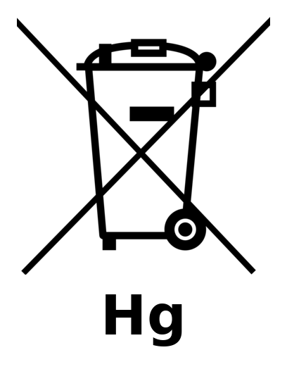 Symbol: durchgestrichene Mülltonne mit Hg