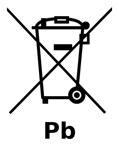 Symbol: durchgestrichene Mülltonne mit Pb