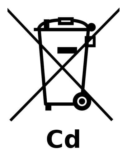 Symbol: durchgestrichene Mülltonne mit Cd