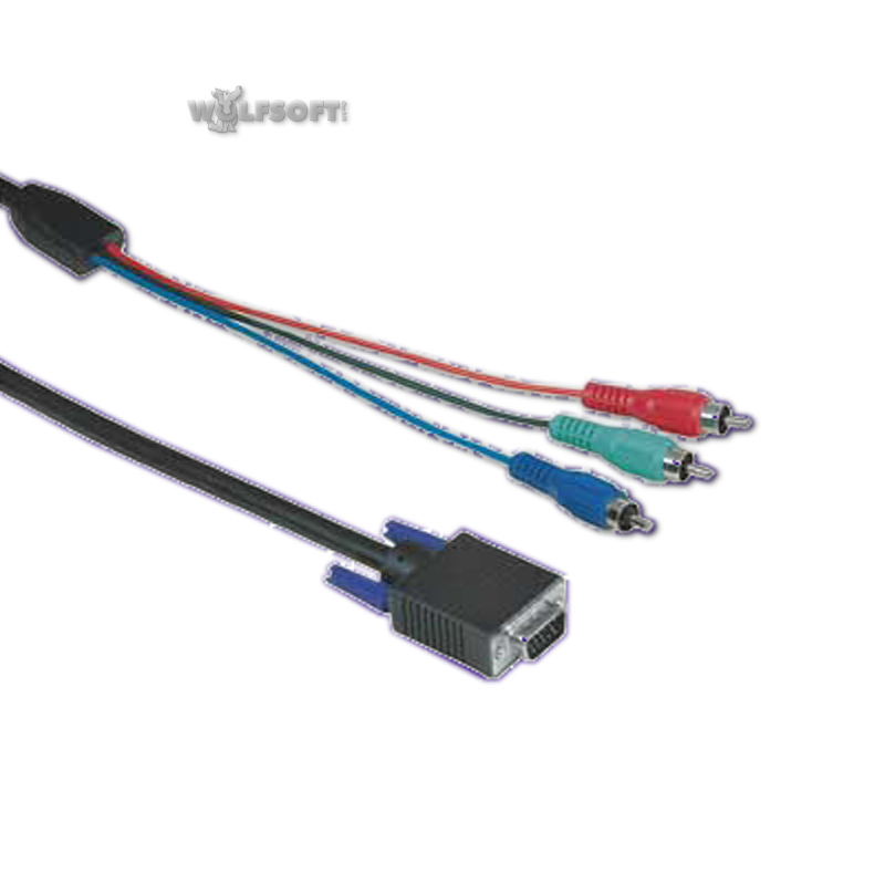 Verbindungskabel YUV -> VGA (2m) 3 Cinch-Stecker - 15 pol.-VGA-Stecker