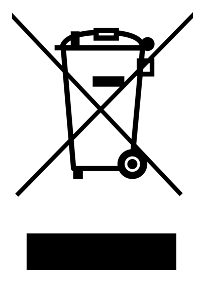 Symbol: durchgestrichene Mülltonne auf Rädern mit Balken